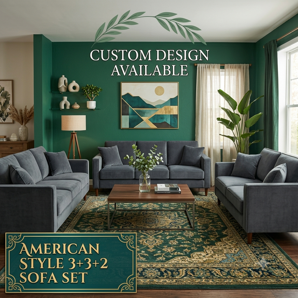 American Style Sofa Set (3+3+2 Seater) Customise Available – Riyadh